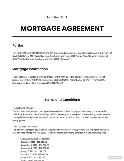Mortgage Contract Agreement