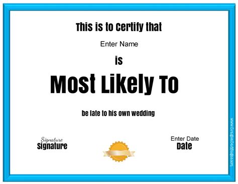 Most Likely To Certificate Template [9+ New Designs FREE]