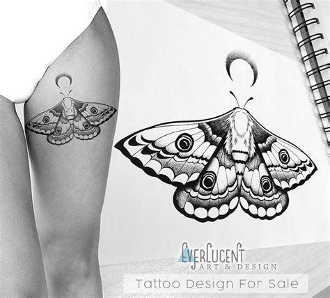 Moth And Moon Tattoo