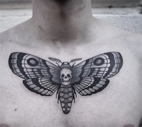 Moth Chest Tattoo