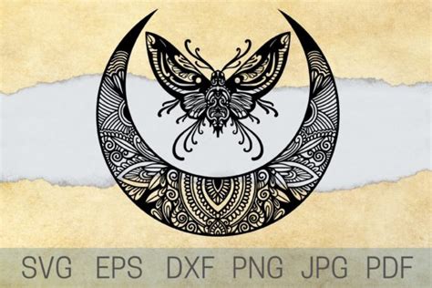 Download Moth Moon SVG Commercial Use DXF Files