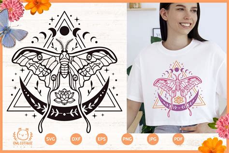 Download Moth Moon SVG Commercial Use For Crafts