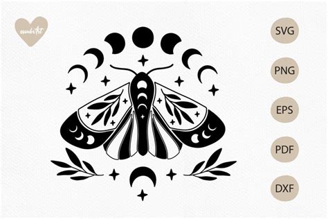 Download Moth Moon SVG Cut Images