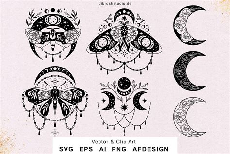 Download Moth Moon SVG Files Free PSD Mockups