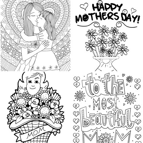 Download Mother's Day Coloring Page SVG File - SVG Design Creativefabrica Free PSD Mockups