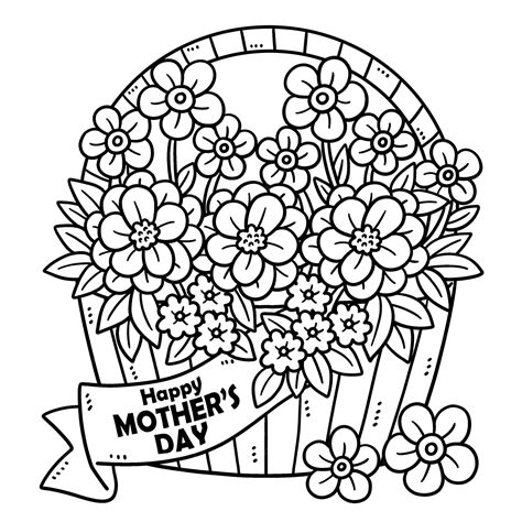 Download Mother's Day Flowers Coloring Page SVG File - SVG Design Commercial Use DXF Files