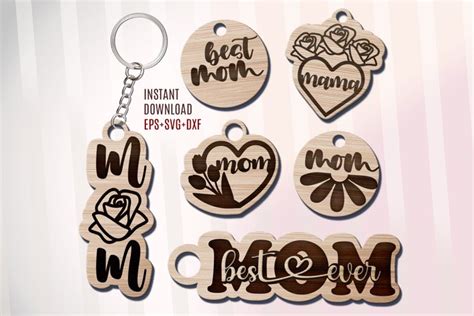 Download Mother's Day Keychain Pattern Bundle Silhouette DXF Files