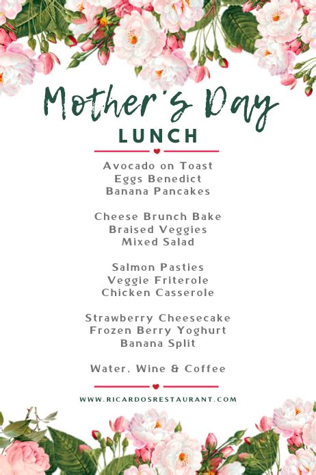 Mother's Day Menu Template