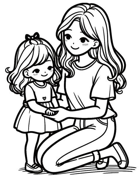 Mother And Daughter Coloring Pages