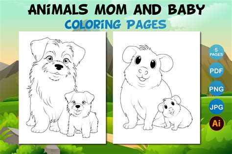 Mother Animals And Their Babies Coloring Pages