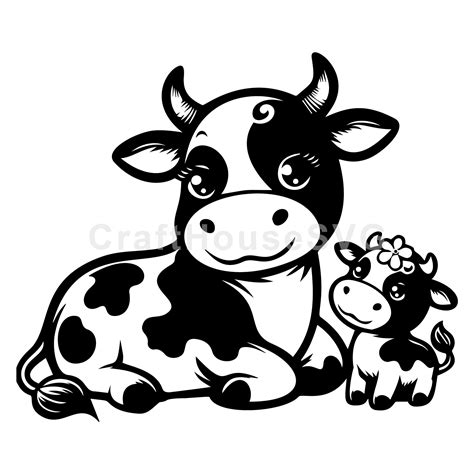 Download Mother Cow and Calf Cuddling SVG File - SVG Design Commercial Use