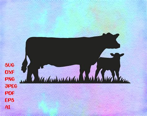 Download Mother Cow and Calf Cuddling SVG File - SVG Design Commercial Use DXF Files
