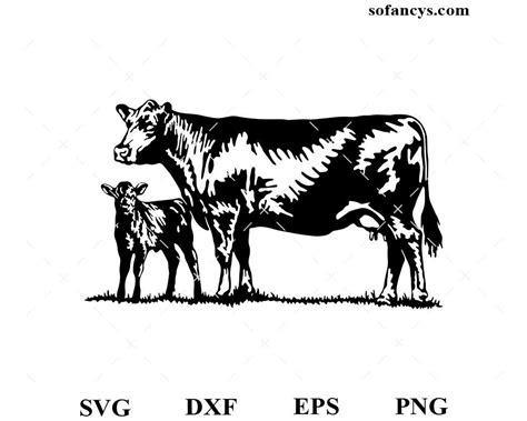 Download Mother Cow and Calf Cuddling SVG File - SVG Design Cricut SVG DXF Files
