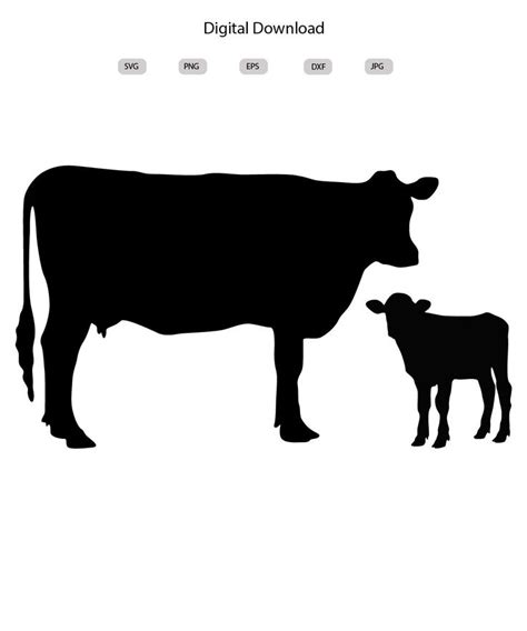 Download Mother Cow and Calf Cuddling SVG File - SVG Design Silhouette DXF Files