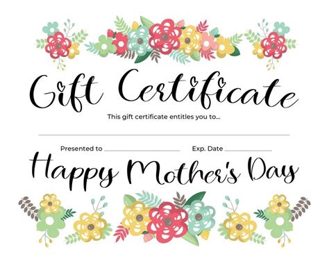 Mothers Day Gift Certificate Template