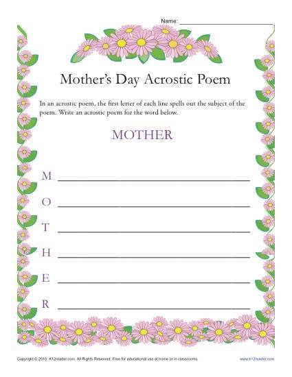 Mothers Day Poem Templates