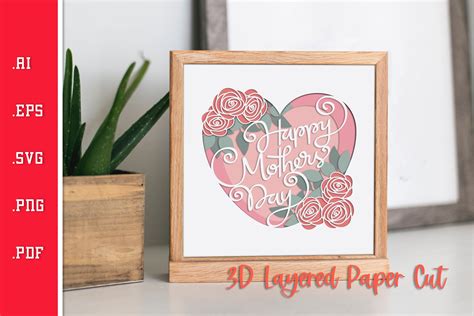 Download Mothers Day Roses 3D Layered Paper Cut Files DXF Files