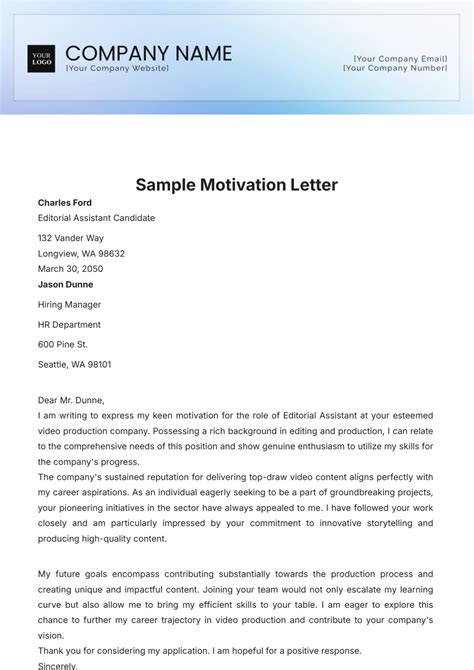 Motivational Letters Sample