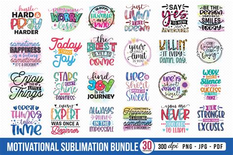 Download Motivational Sublimation Bundle PNG Files