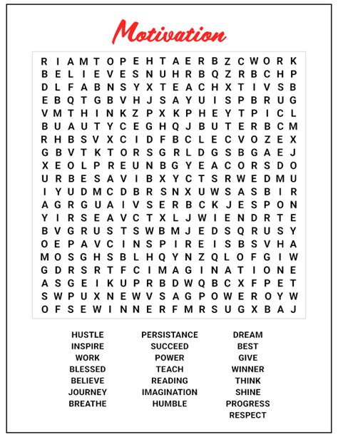 Motivational Word Search Printable