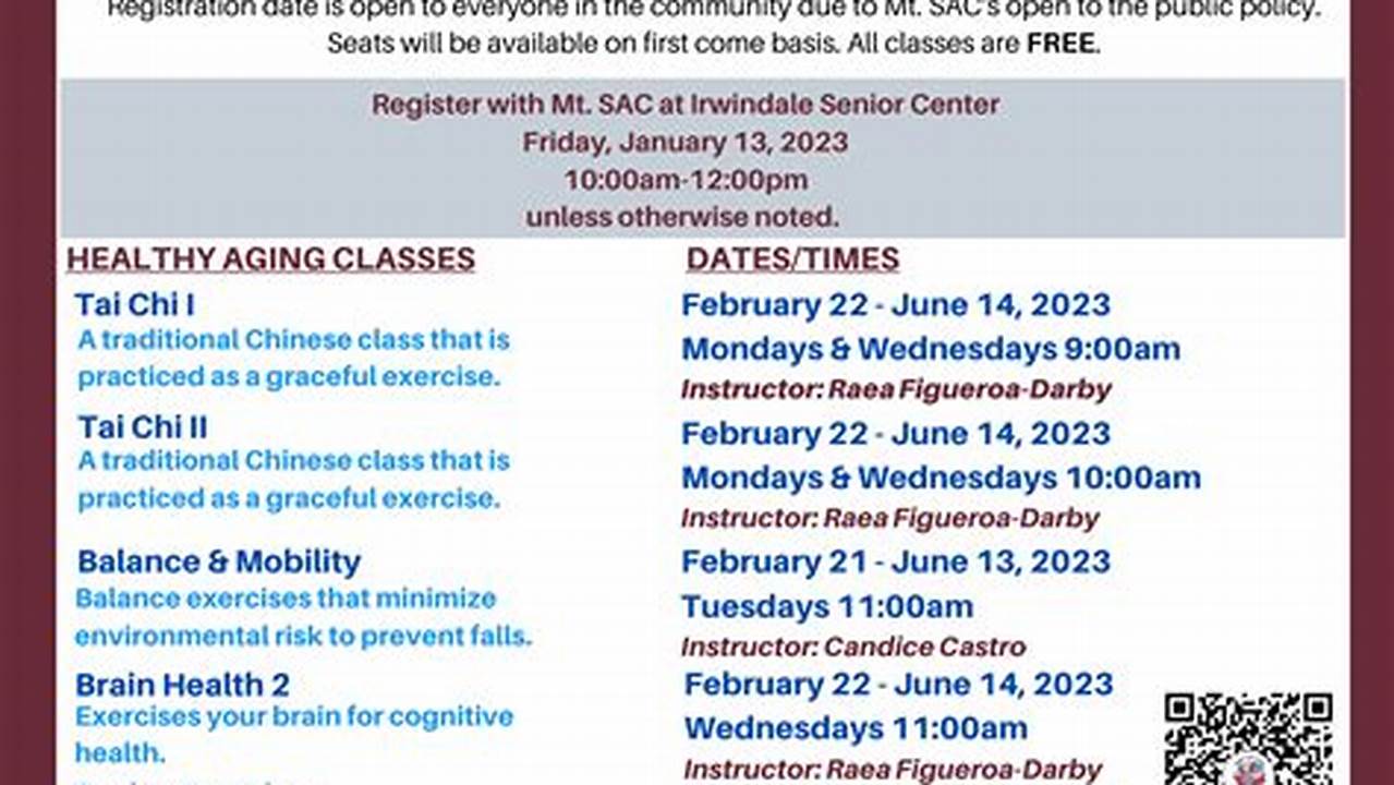 Mount Sac Spring 2024 Class Schedule