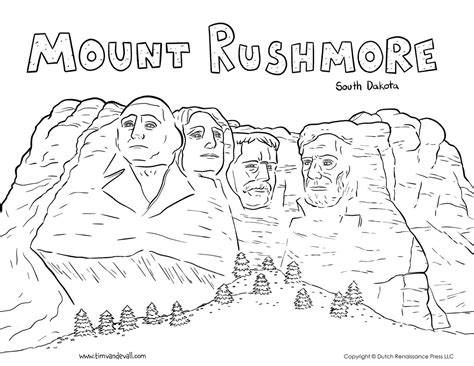 Mount Rushmore Coloring Page