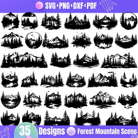 Download Mountain Forest Bundle DXF Files