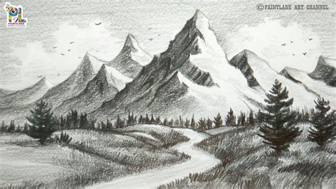 Mountain Landscape Pencil Drawing