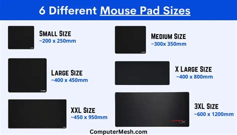 Mousepad Size Chart