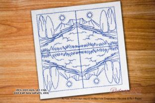 Moutain Pattern Bluework Embroidery