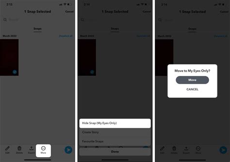 Move your Snapchat posts within My Eyes Only