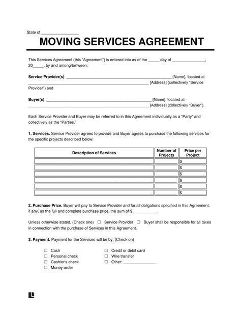 Movers Contract Template