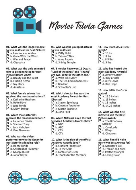 Movie Trivia Questions And Answers Printable