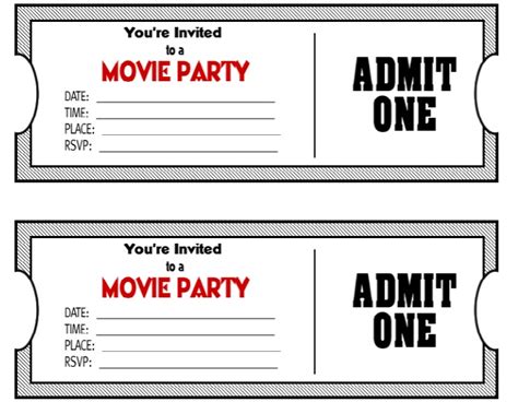 Movie Ticket Template Free