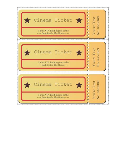 Movie Ticket Template Printable