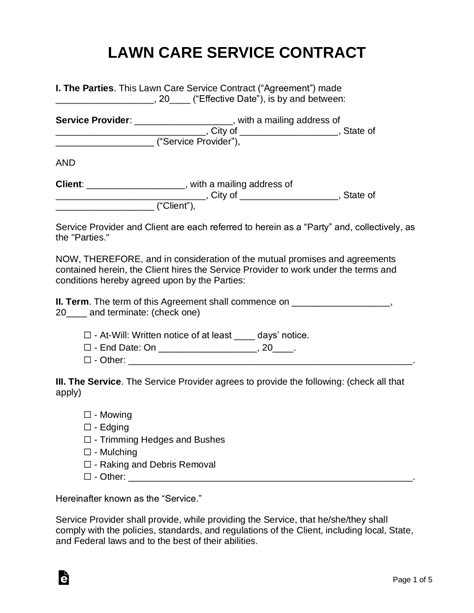 FREE 11+ Lawn Service Contract Templates in PDF Google Docs MS Word