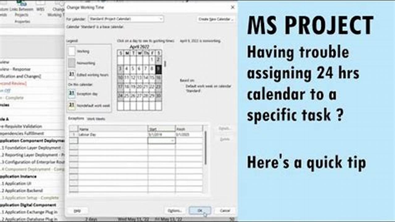 Ms Project 24 Hour Calendar Not Working