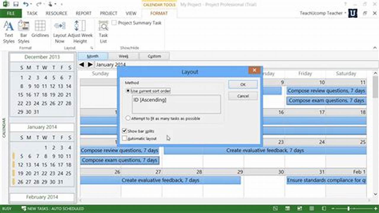 Ms Project Calendar View