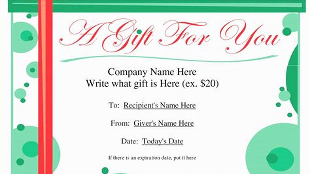 Ms Word Gift Certificate Template