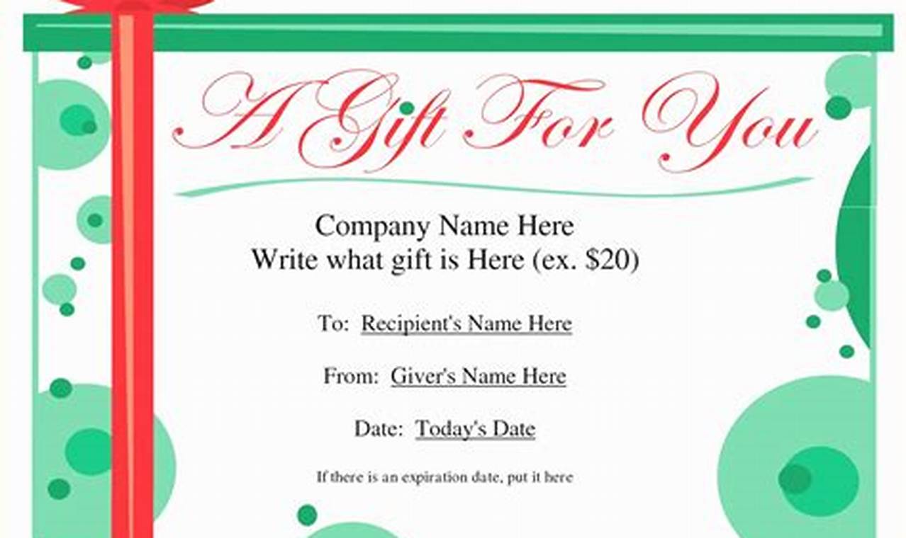 Ms Word Gift Certificate Template