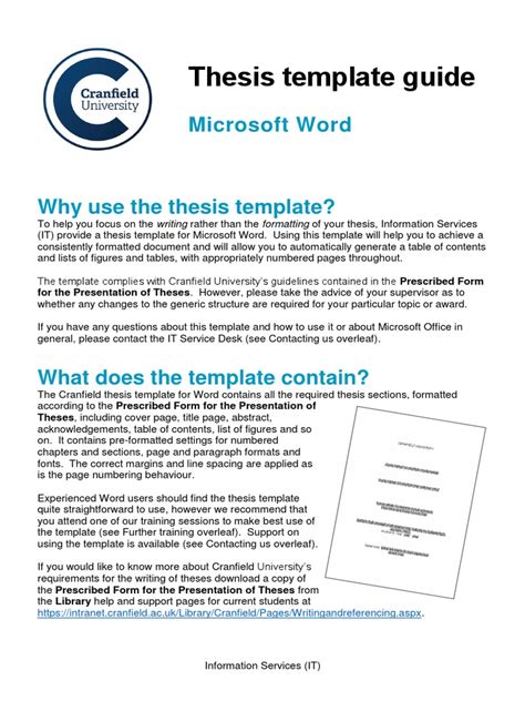 Ms Word Thesis Template Professional Format Templates