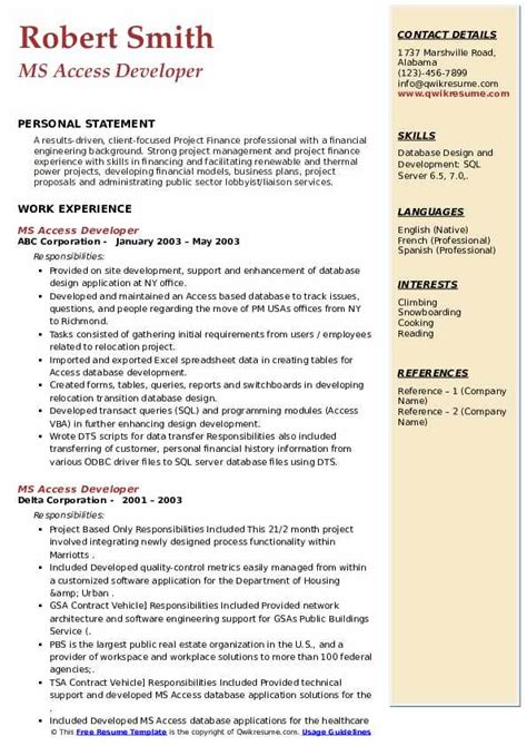 Ms Access Resume Database Template