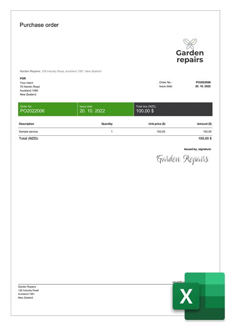 Purchase Order Template Excel 2023 Template for Free