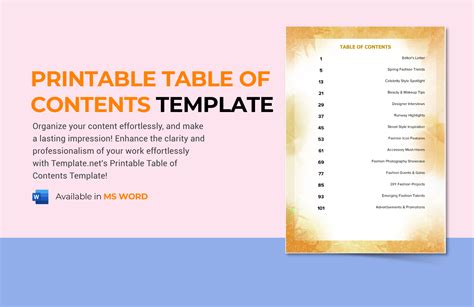 Ms Word Table Of Contents Template | HQ Printable Documents