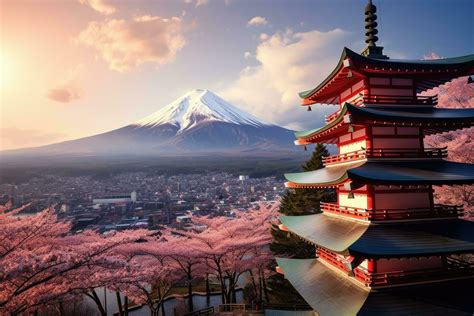 Mt Fuji cherry blossoms view