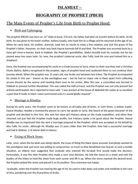 Muhammad Pbuh Biography Pdf