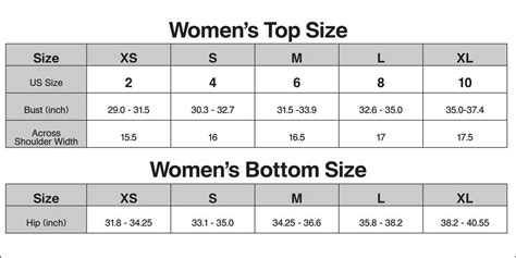 Muji Size Chart