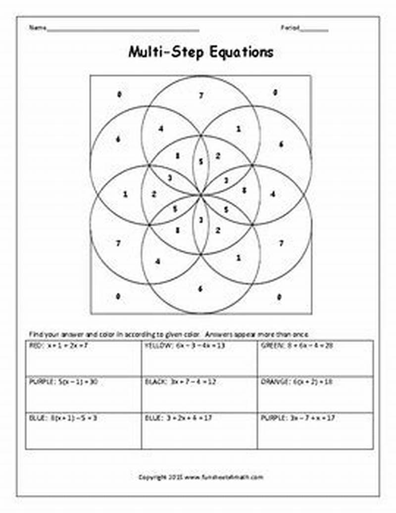 Multi Step Equations Coloring Activity Answer Key