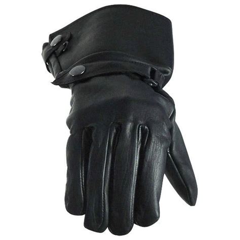 Vance GL2064 Men's Black Lined Biker Leather Motorcycle Gauntlet Gloves