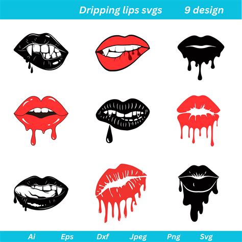 Download Multicolored Dripping Lips SVG File - SVG Design Silhouette
